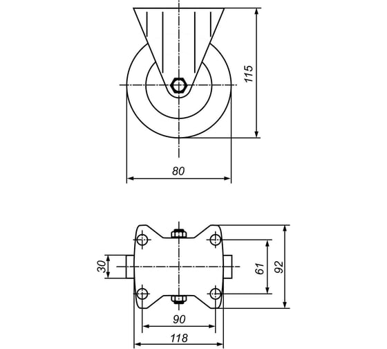 Колесо с фиксированной платформой EMES ED02VBP80X30