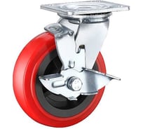 Колесо большегрузное поворотное с тормозом (160 мм; полиуретан; нейлон; PVC SCpnb63) MFK-TORG 62024160