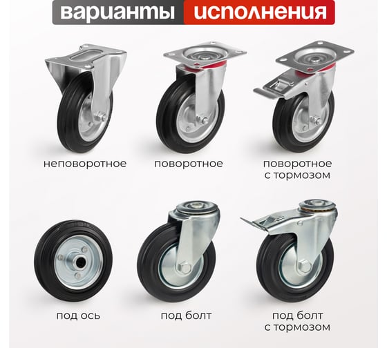 Колесо на неповоротной опоре (200 мм; 185 кг) Стелла 4002-200