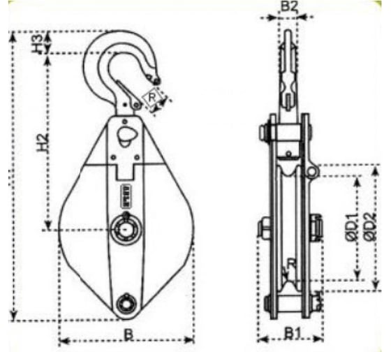 Блок с откидной щекой ABLE HPB г/п 3,2т