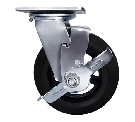 Колесо большегрузное обрезиненное поворотное с тормозом Longway SCDB80