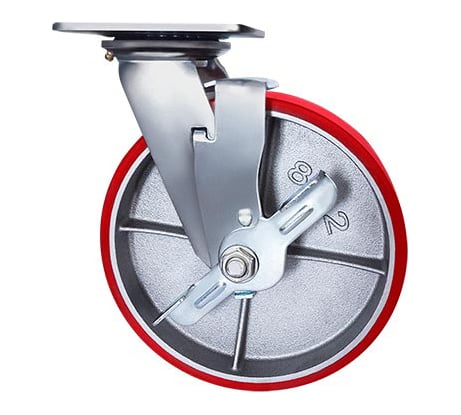 Колесо большегрузное полиуретановое поворотное с тормозом Longway SCPB63