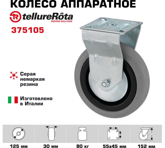 Колесо со стационарной опорой (125 мм; 80 кг) Tellure rota 375105