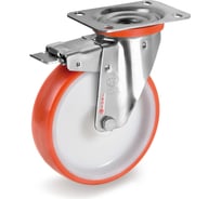 Колесо с нержавеющей вращающейся опорой, пластиной крепления и передним тормозом (100 мм; 170 кг; INOX) Tellure rota 606702