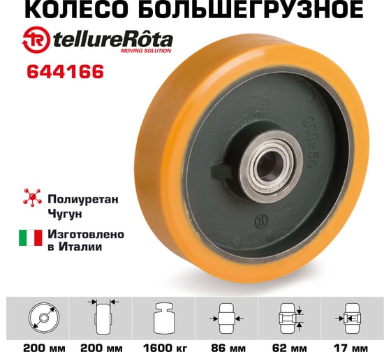 Колесо (200 мм; 1600 кг) Tellure rota 644166