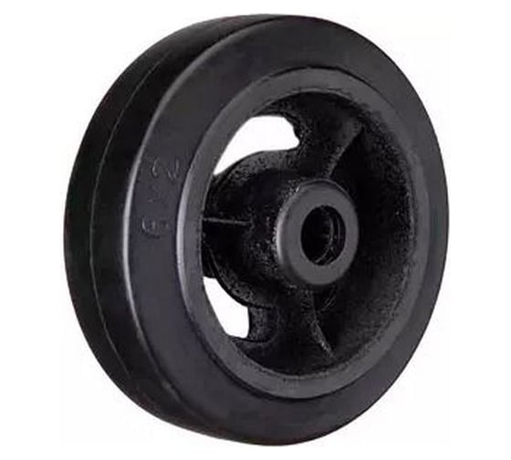 Большегрузное чугунное колесо D 46 100 мм, без крепления (черная резина, роликоподшипник) TOR 1027160 1