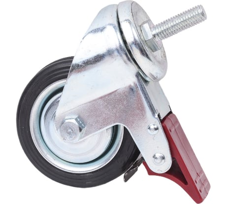 Колесо промышленное поворотное с роликовым подшипником на резьбе с тормозом (D75 мм; М10) Tech Tech-Krep 148534