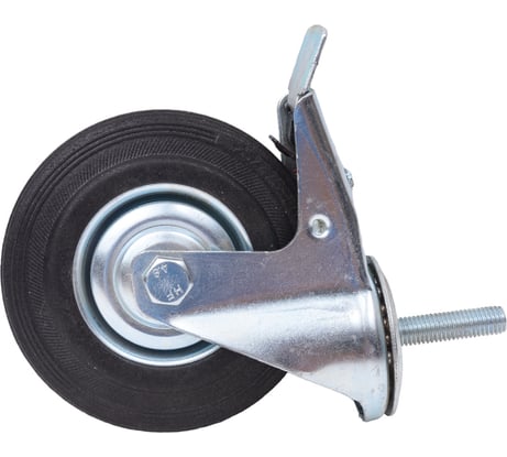 Колесо промышленное поворотное с роликовым подшипником на резьбе с тормозом (D125 мм; М12) Tech Tech-Krep 148536