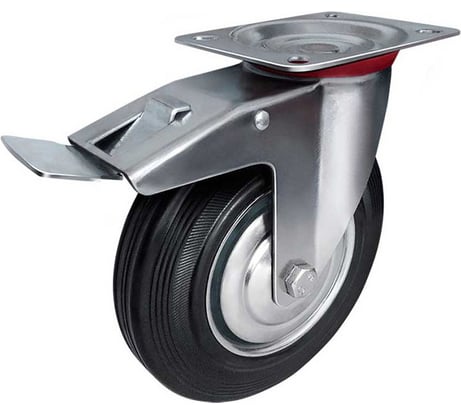 Колесо промышленное поворотное с роликовым подшипником и площадкой с тормозом D200 мм Tech Tech-Krep 148526