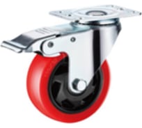 Промышленное полиуретановое колесо SCBM 55 125 мм, поворотное, тормоз, площадка, втулка скольжения TOR 1027250