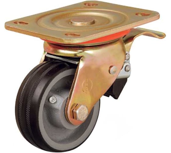 Колесо с поворотной платформой и тормозом EMES ED01VBR125X40F 1