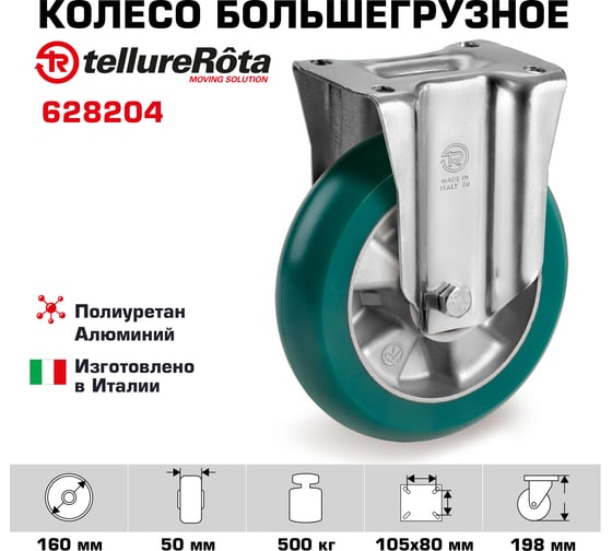 Колесо со стационарной опорой (160 мм; 500 кг) Tellure Rota 628204