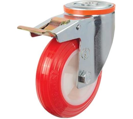 Колесо с кронштейном, креплением под болт и тормозом 125 мм EMES EM04ZKP125X375F