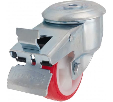 Колесо с кронштейном, креплением под болт и тормозом 80 мм EMES EM04ZKP80X30F