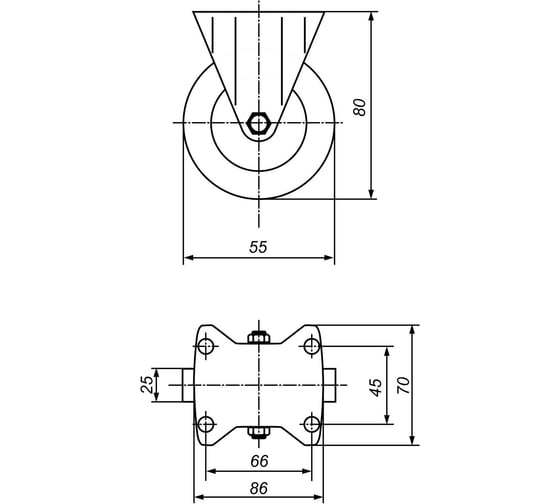 Колесо с фиксированной платформой EMES ED02ZBP55X25