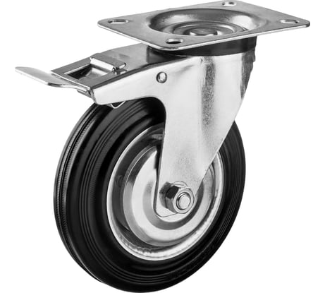 Колесо поворотное c тормозом (160 мм, г/п 145 кг; игольчатый подшипник) ЗУБР 30936-160-B