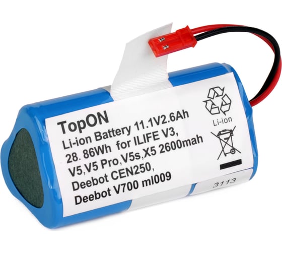 Аккумулятор для робота-пылесоса Chuwi iLife (11.1В, 2.6Ач, Li-ion) TopON PN: CS-EPV300VX TOP-CH-11.1 1