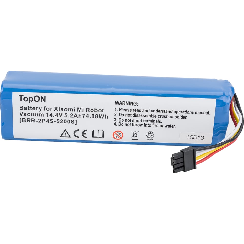 Аккумулятор для робота-пылесоса Xiaomi (14.4В, 5.2Ач, Li-ion) TopON PN ...