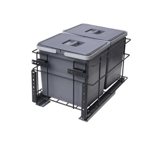 Сегрегатор для мусора 2x15 л, с нижним креплением к фасаду PL 87473