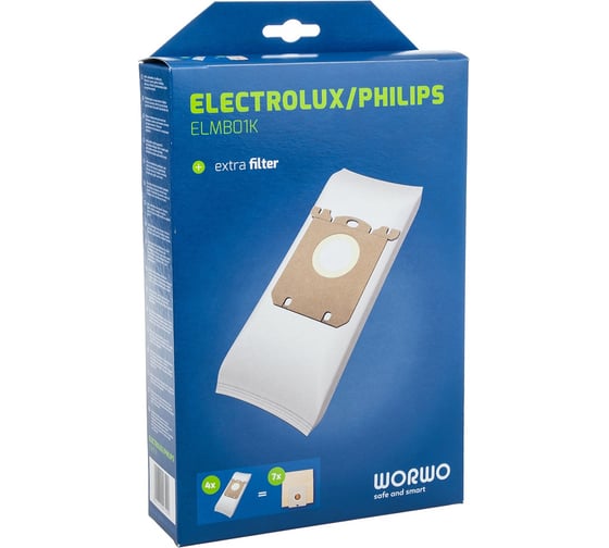 Мешки для пылесоса Electrolux, Philips WOR-BAG, синтетические, 4 шт.+1 фильтр, Worwo ELMB01K