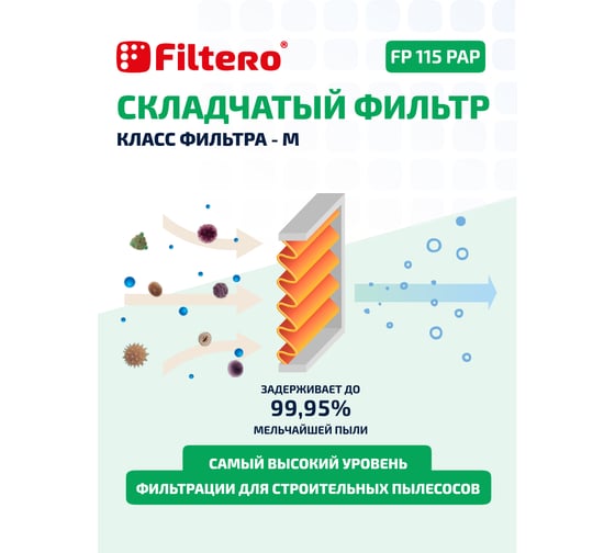 Фильтр целлюлозный PAP аналог 6.414-498.0 FP 115 PET Pro для пылесосов Karcher Filtero 05906