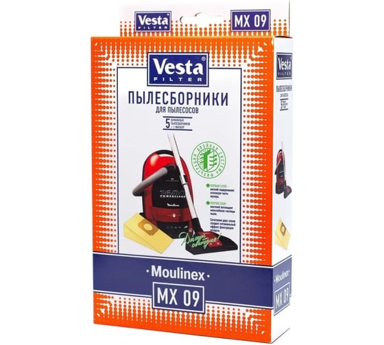 Мешки-пылесборники Vesta filter для пылесосов Moulinex, 5 шт MX09