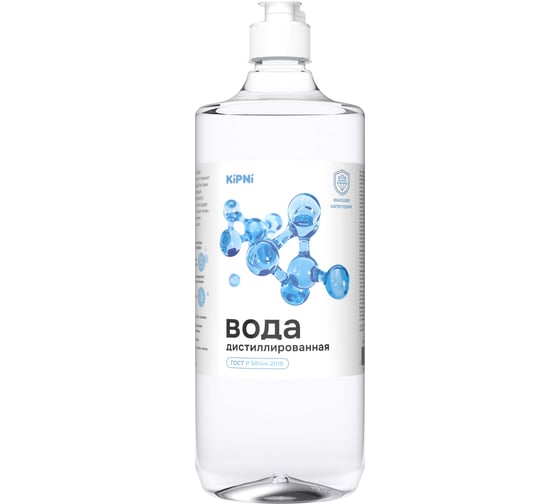 Вода дистиллированная, ПЭТ KIPNI 1 л 4620219473516