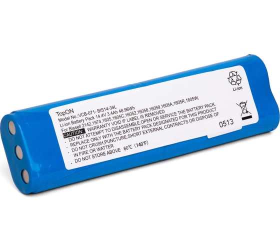 Аккумулятор (14.4V; 3400mAh; Ni-MH) для робота-пылесоса Bissell 2142/1605C/1974/1605/16052/16058/16059 TopOn TOP-BIS16-14