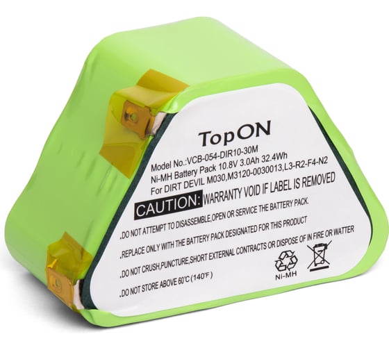 Аккумулятор (10.8V; 3400mAh; Ni-MH) для робота-пылесоса Dirt Devil M3120/M3121 TopOn TOP-M3120-30 1
