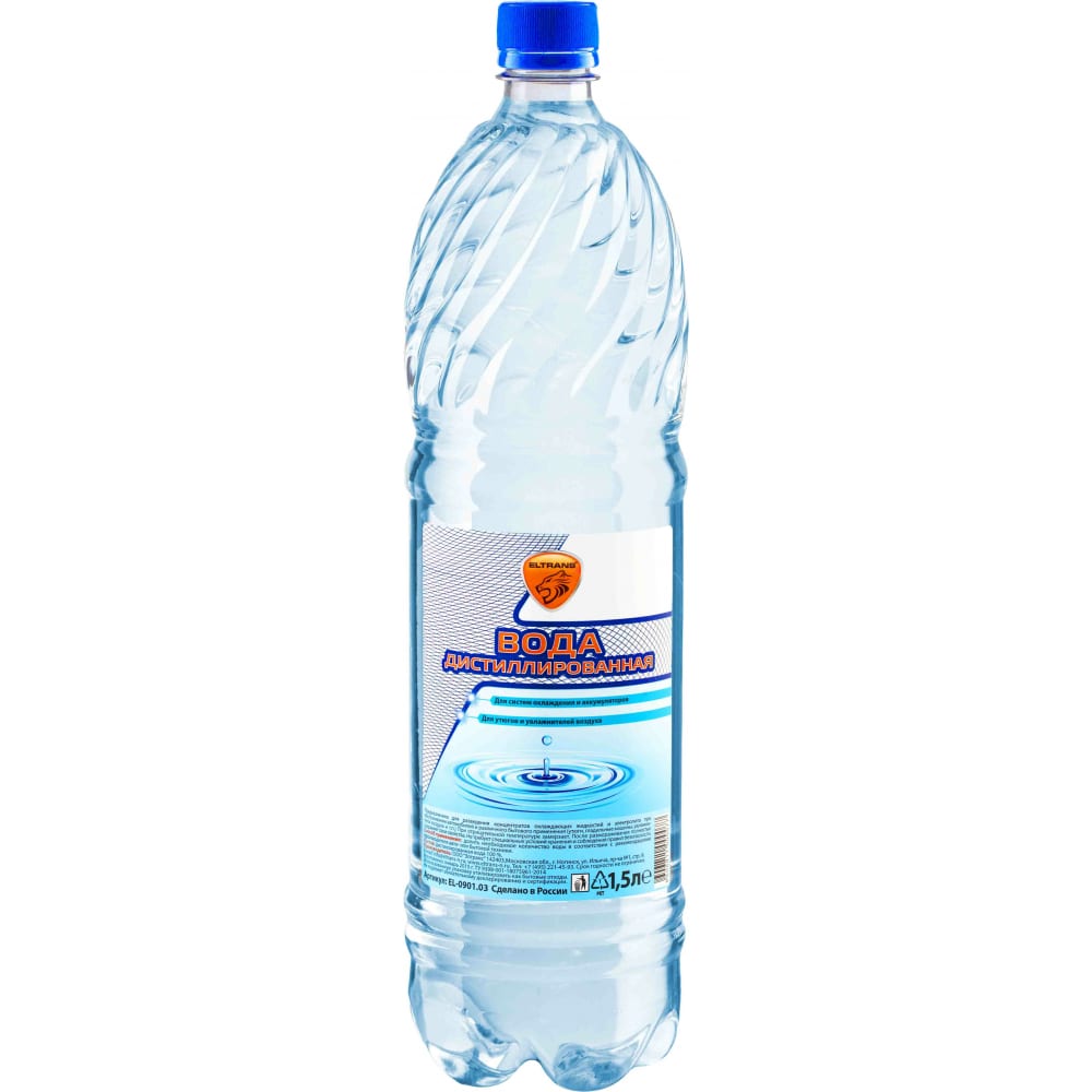 Вода дистиллированная eltrans, 1.5л ПЭТ бутылка