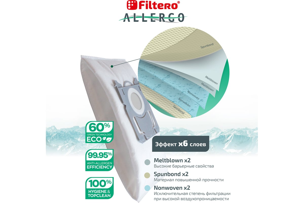 Мешки для пылесосов FLS 01 (4) Allergo 4 шт FILTERO 05951 - выгодная ...