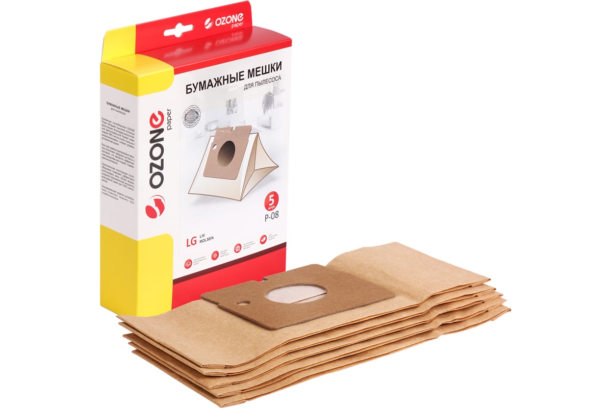 Мешки-пылесборники бумажные (5 шт; с микрофильтром) для LG/LIV/ROLSEN ...