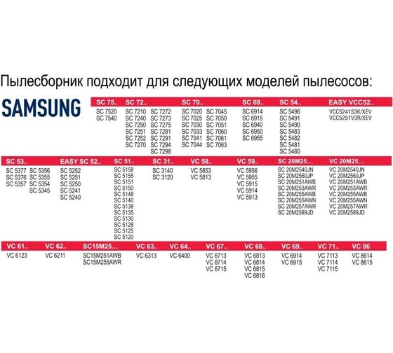 Пылесборник многоразовый для пылесосов Samsung Tatkraft 13889