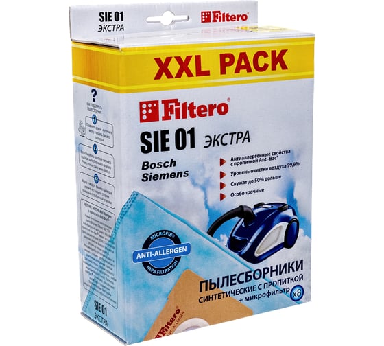 Мешок-пылесборник FILTERO SIE 01 XXL PACK Экстра (8 шт. + микрофильтр) 05575