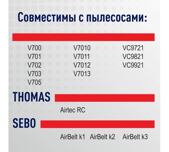 Пылесборник синтетический TS 70 (3 шт.) для пылесоса Thomas, Sebo, Bork Topperr 1435