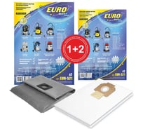 Комплект 1 многоразовый мешок + 2 одноразовых мешка для пылесоса Euro Clean EUR-521 1+2