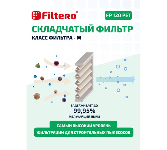 Фильтр складчатый FP 120 PET Pro для пылесосов BOSCH, MAKITA, METABO, NILFISK, STIHL Filtero 05793
