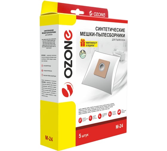 Мешки-пылесборники синтетические многослойные для пылесосов (5 шт.) OZONE M-24
