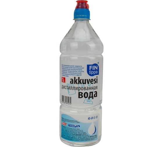 Вода дистиллированная 1 л, ПЭТ бутылка FinTippa 4607066981272
