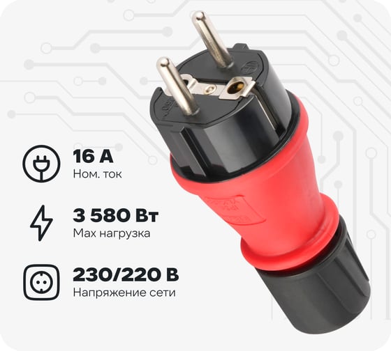 Вилка евро Electraline прямой ввод 16А 230В IP54 55082