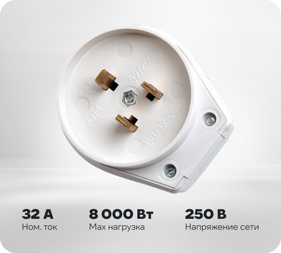 Вилка для плит STEKKER PPG32-52-20, с заземлением, 250В, 32А, белый, 39827