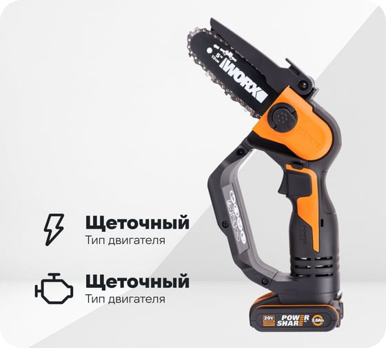 Аккумуляторная пила WORX 20В, 2Ач х1, ЗУ 2А WG324E