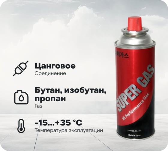 Баллон газовый набор 4 шт, всесезонный, цанговый для портативных газовых приборов SUPER GAS 2711139704