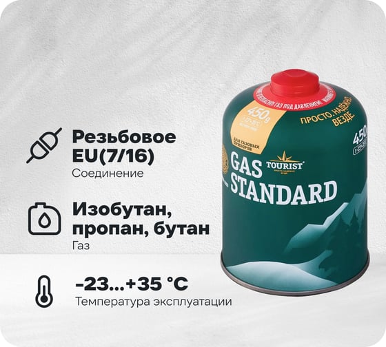 Газовый баллон TOURIST STANDARD резьбовой TBR-450