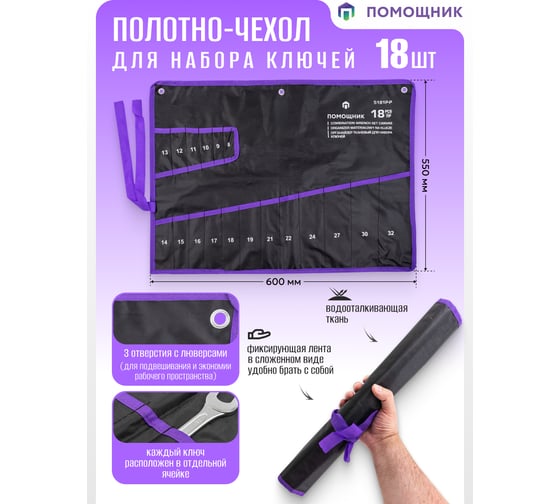 Органайзер тканевый Помощник для набора ключей 18 предметов 5181P-P(59200)