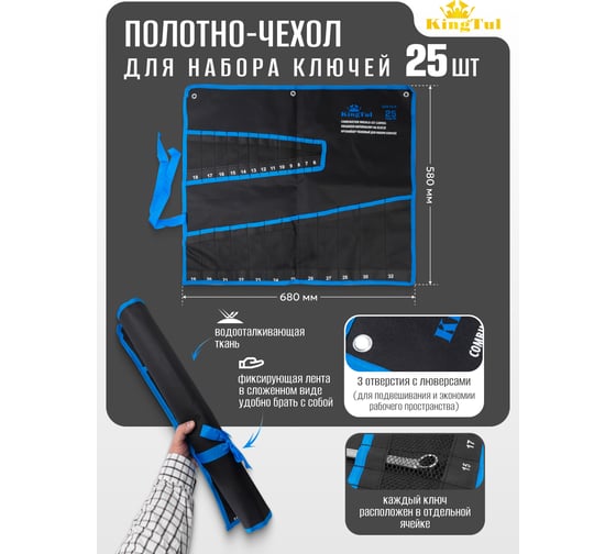 Органайзер тканевый KingTul для набора ключей 25 предметов KT-5261P-P(58956)