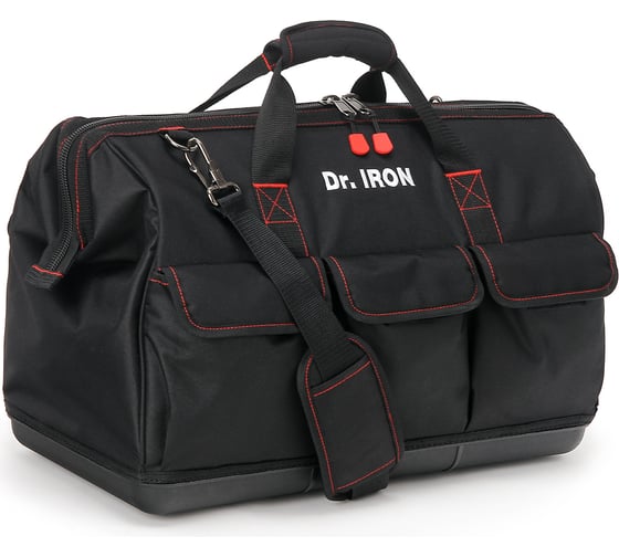 Сумка для инструмента с пластиковым дном с ремнем Dr. IRON 510х260х390 мм DR1029