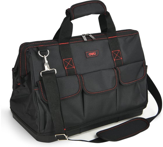 Сумка для инструментов DELI с жестким пластиковым дном Black Edition DL430901 (42х32х24 см, 17 карманов, ткань Oxford 600D) 215837 1
