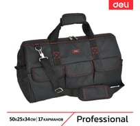 Сумка для инструментов DELI Black Edition DL430904 (50х34х25 см, 17 карманов, ткань Oxford 600D) 215847
