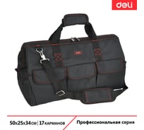Сумка для инструментов DELI Black Edition DL430904 (50х34х25 см, 17 карманов, ткань Oxford 600D) 215847